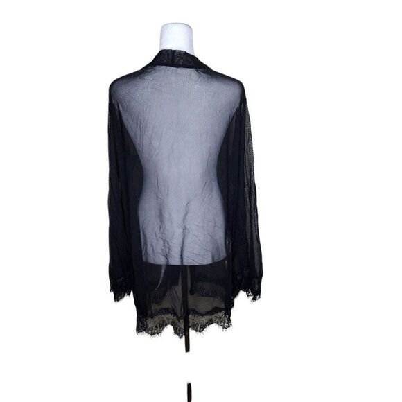 Vintage 80s Shirley of Hollywood Long Sleeve Lingerie Sheer Short Robe Womens L - Picture 5 of 7